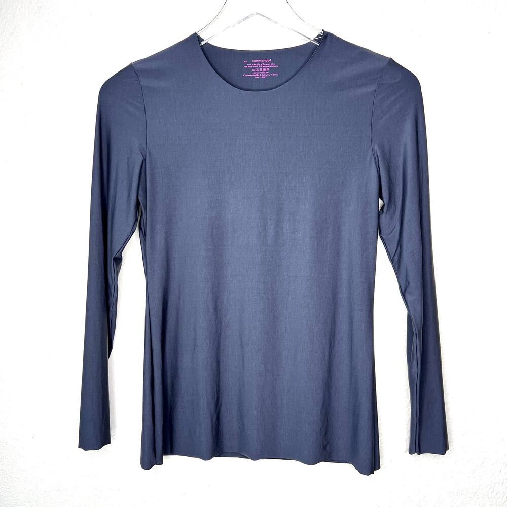 Commando Whisper Long Sleeve Top Seamless Raw Seams XS Gray NEW